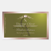 Olive Green Product Label Rose Gold Frame Monogram (Voorkant)