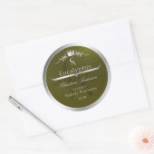 Olive Green Product Label Silver Frame Monogram (Envelop)