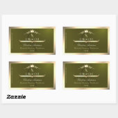 Olive Green Product Label with Gold Frame Monogram (Vel)