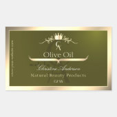 Olive Green Product Label with Gold Frame Monogram (Voorkant)