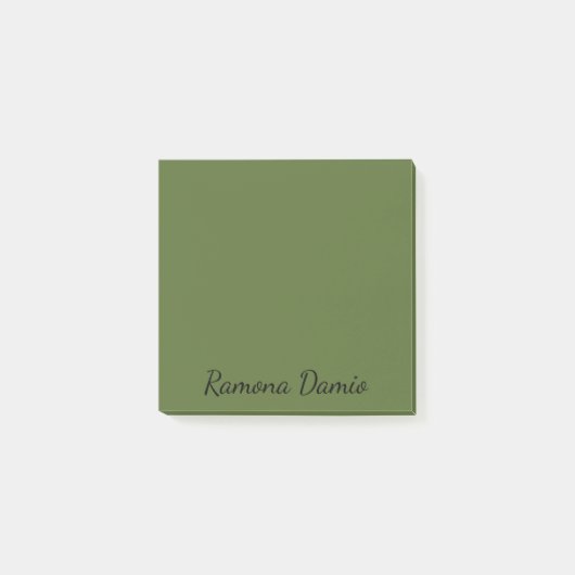 Olive Green Professional Minimalistisch Zwart Scri Post-it® Notes (Voorkant)