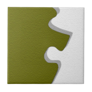 Olive Green Puzzle Piece Tegel Tegeltje