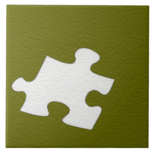 Olive Green Puzzle Piece Tegel Tegeltje