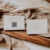Olive Green QR Code Hand Written Drawn Wedding RSVP Kaartje