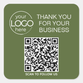 Olive Green QR Code Smart Contact Vierkante Sticker