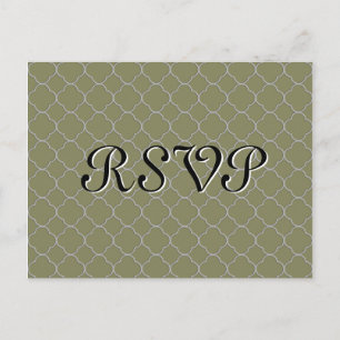 Olive Green Quatrefoil RSVP Uitnodiging Briefkaart