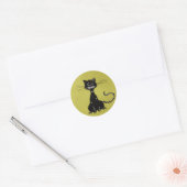 Olive Green Ragged Evil Black Cat Ronde Sticker (Envelop)