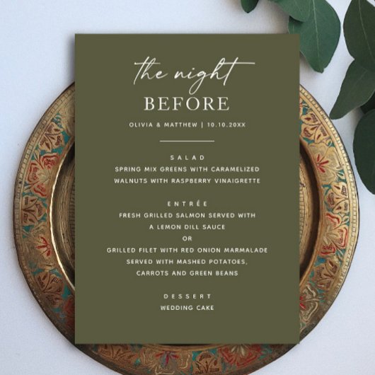 Olive Green repetitie diner | Nacht voor Aardse Menu