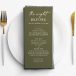Olive Green repetitie diner | Rustieke avond ervoo Menu<br><div class="desc">Olijfgroen repetitie diner menu voor de nacht voor de bruiloft. Deze bewerkbare sjabloon is ideaal voor rustieke,  botanische,  bosrijke of natuur thema bruiloften. Het beschikt over een minimalistische lay-out en een organisch groen palet,  ideaal voor moderne of aardse vieringen. Overeenkomende objecten beschikbaar in mijn winkel.</div>