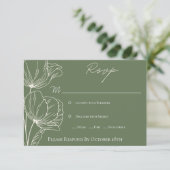 Olive Green Response Card RSVP Kaartje (Staand voorkant)