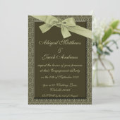 Olive Green Ribbon Engagement Party Kaart (Staand voorkant)