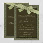 Olive Green Ribbon Engagement Party Kaart (Voorkant / Achterkant)