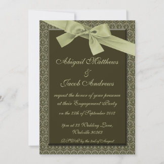 Olive Green Ribbon Engagement Party Kaart