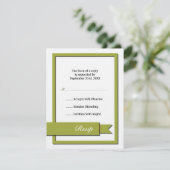 Olive Green Ribbon Rsvp Kaartje (Staand voorkant)