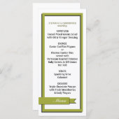 Olive Green Ribbon Wedding Menu / Program (Voorkant / Achterkant)