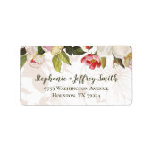 Olive Green + Roze Magnolia Floral Adres Etiket (Voorkant)