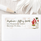 Olive Green + Roze Magnolia Floral Adres Etiket (Insitu)