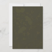 Olive Green + Roze Magnolia Floral Wedding Invite Kaart (Achterkant)