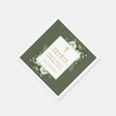 Olive Green Rustic Floral Eerste Heilige Communie Servet (Hoek)