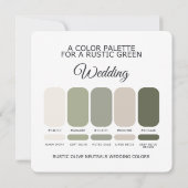 Olive Green Rustic Wedding Color Palette Card Kaart (Achterkant)