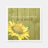 Olive Green Rustic Wood Sunflower Wedding Servetten (Voorkant)