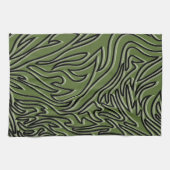 Olive Green, Sage Green en Black Modern Abstract Theedoek (Horizontaal)