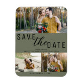 Olive Green Save the Date Wedding 3 Foto's Magneet (Verticaal)