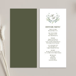 Olive Green Script Classic Wedding Dinner Menu