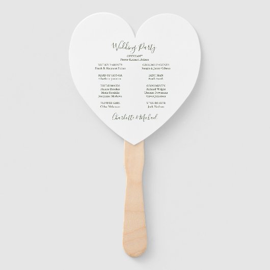 Olive Green Script Trouwceremonie Hart Handwaaier (Achterkant)