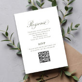 Olive Green Script Wedding RSVP QR Code Card Informatiekaartje