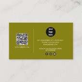 Olive Green Signature Script QR Code Social Media Visitekaartje (Achterkant)