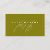 Olive Green Signature Script QR Code Social Media Visitekaartje (Voorkant)
