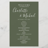 Olive Green Signature Script Weddenprogramma (Voorkant)