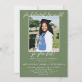Olive Green Simple 2 Photo Script Graduation Kaart (Voorkant)