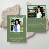 Olive Green Simple 2 Photo Script Graduation Kaart