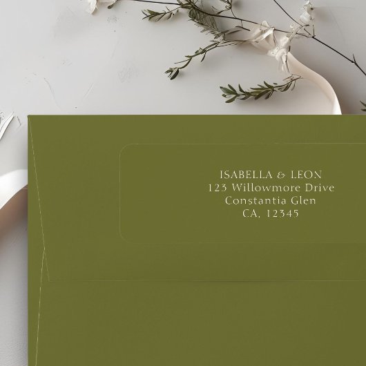 Olive Green | Simple Wedding Return Address Etiket