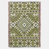 Olive Green Southwest Aztec Geometric Pattern Deken (Voorkant Verticaal)