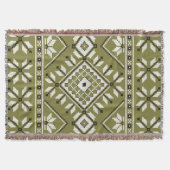 Olive Green Southwest Aztec Geometric Pattern Deken (Voorkant)