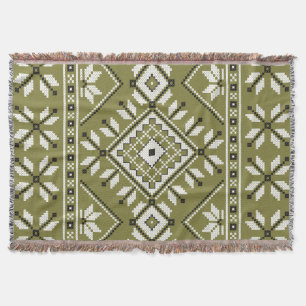 Olive Green Southwest Aztec Geometric Pattern Deken