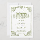Olive Green Sparking champagne bruiloft Kaart (Voorkant)