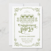 Olive Green Sparking Champagne Engagement Party Kaart (Voorkant)