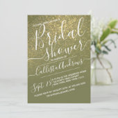 Olive Green Sparkly Glitter Ombre Vrijgezellenfees Kaart (Staand voorkant)