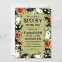 Olive Green Spooky Halloween Kids Verjaardagsfeest