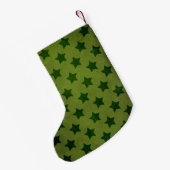  olive Green Stars Pattern Kleine Kerstsok (Achterkant (Hangend))