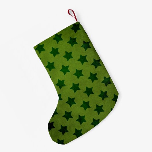  olive Green Stars Pattern Kleine Kerstsok (Achterkant (Hangend))