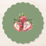 Olive Green Strawberries Berry Sweet Birthday Kartonnen Onderzetters<br><div class="desc">Olive Green Strawberries Berry Sweet Birthday</div>