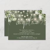 Olive Green String Lights Bloemen Huwelijksrecepti Informatiekaartje (Voorkant / Achterkant)