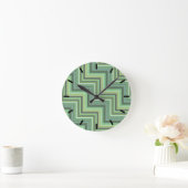 Olive green stripes stairs pattern ronde klok (Huis)