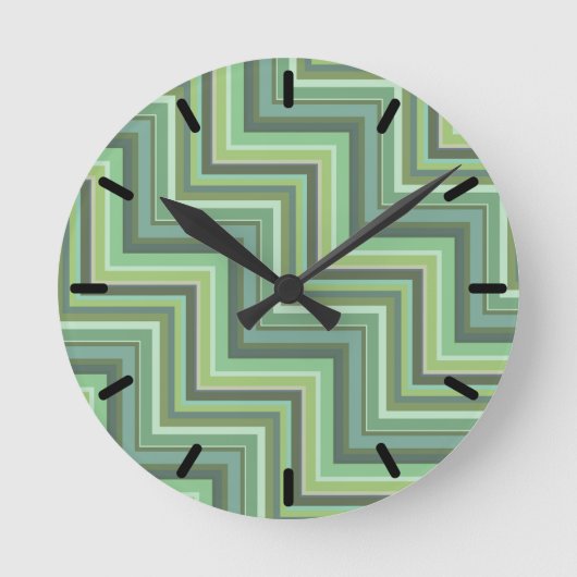 Olive green stripes stairs pattern ronde klok (Voorkant)