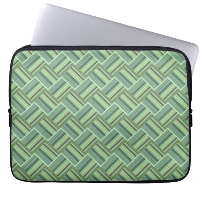 Olive green stripes weave laptop sleeve (Voorkant)